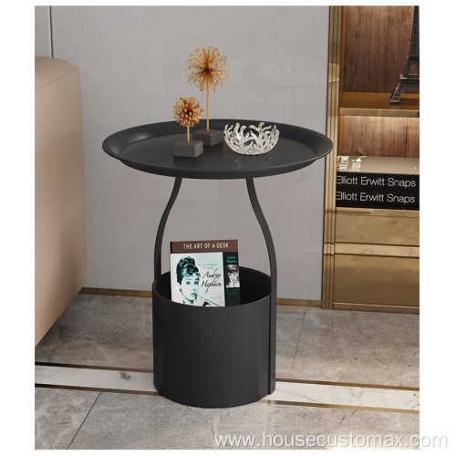 Iron Stainless Steel Storage Bin Bedside Table